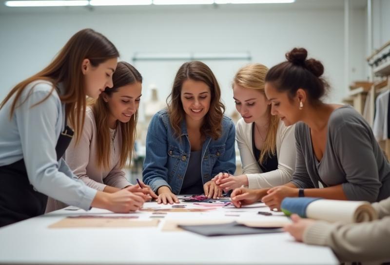 Sakura Bloom Apparel team collaborating in a design studio